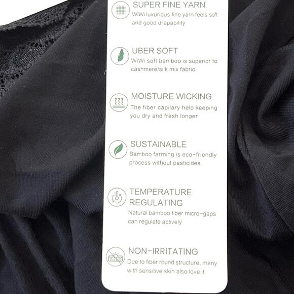 wiwi bambo soft pajamas set for women long sleeve laced V neck top with pants - Picture 10 of 12